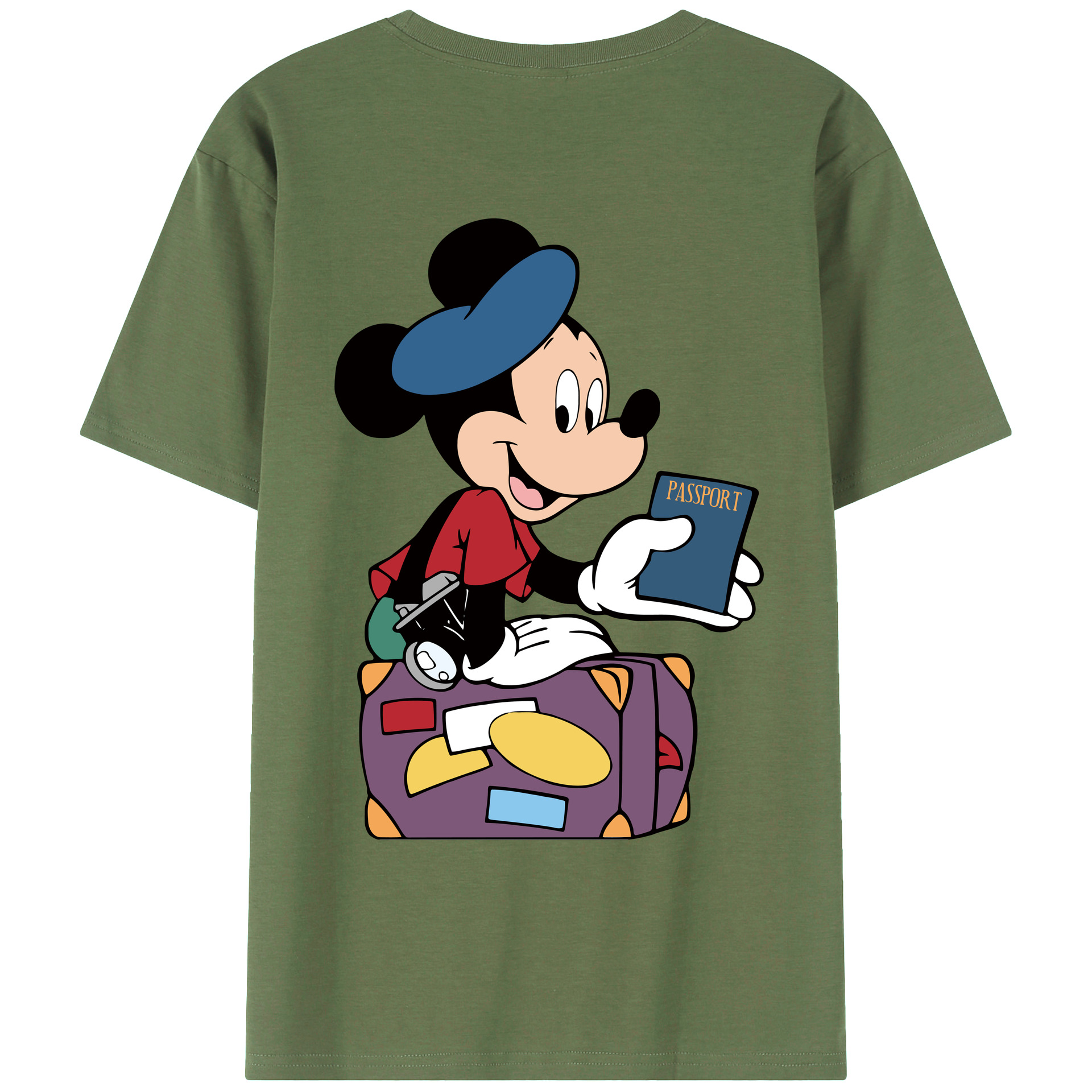 ミッキーマウス Mickey Mouse 綿100％ メンズ半袖Tシャツ（バックプリント） 通気性